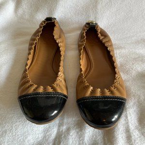 Tory Burch Ochre Brown/Black Flat Shoes Size 6M